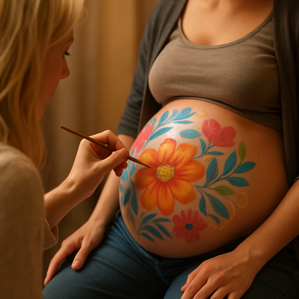 Umjetnica oslikava trudnički stomak s pažnjom i detaljima